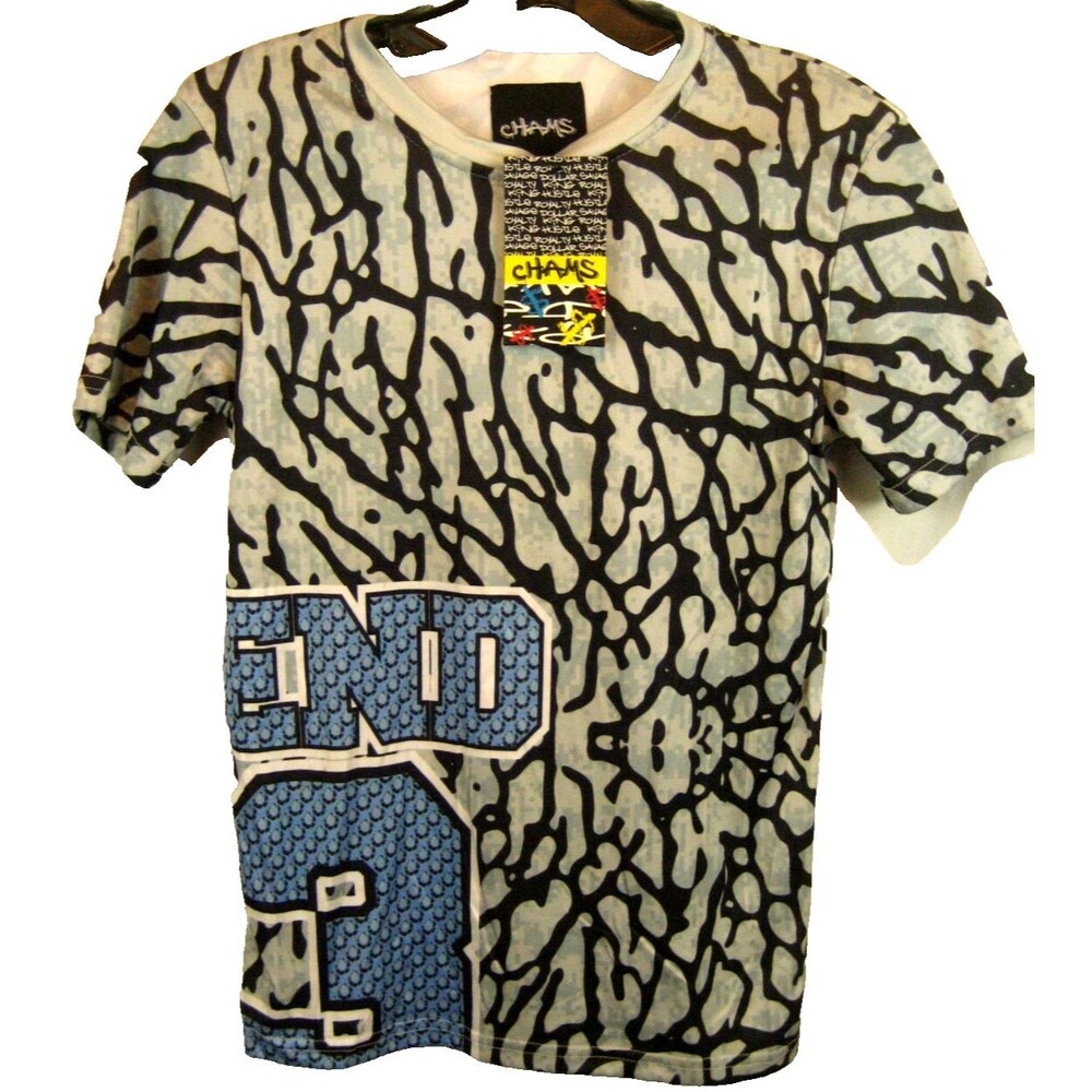 NWT Boys Chams Gray Graphic Crew Neck T-shirt sz SM(8)